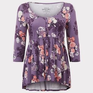 Torrid Super Soft Purple Floral Button Babydoll